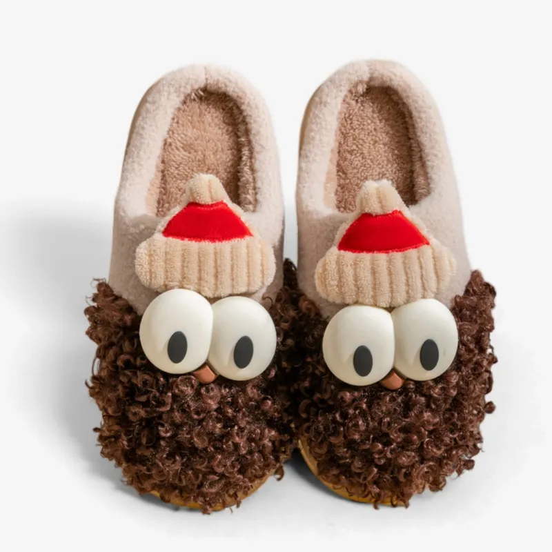 Festive Cozy Companions - Plush Cartoon Santa Slippers