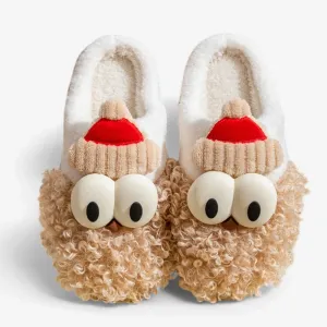 Festive Cozy Companions - Plush Cartoon Santa Slippers