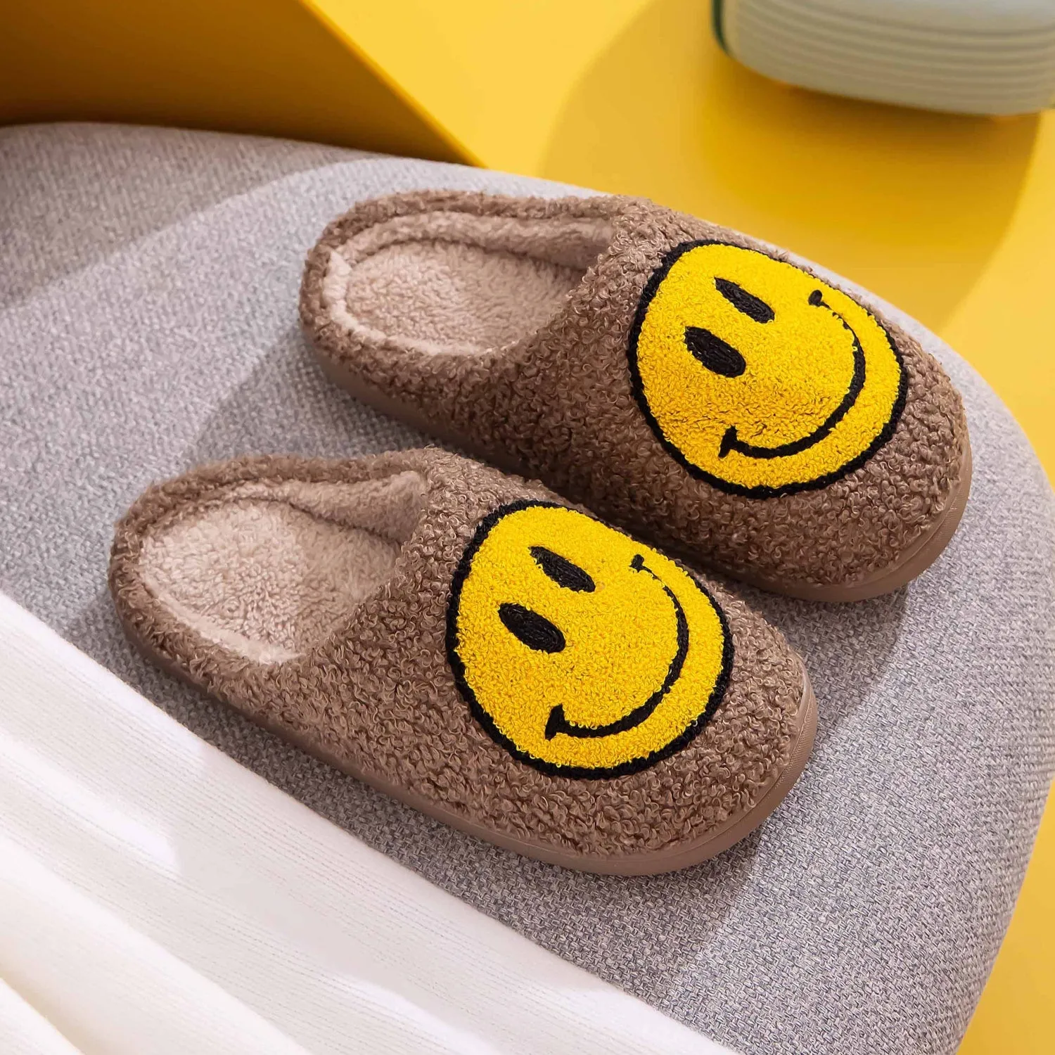 Happy Vibes Smiley Face Slippers