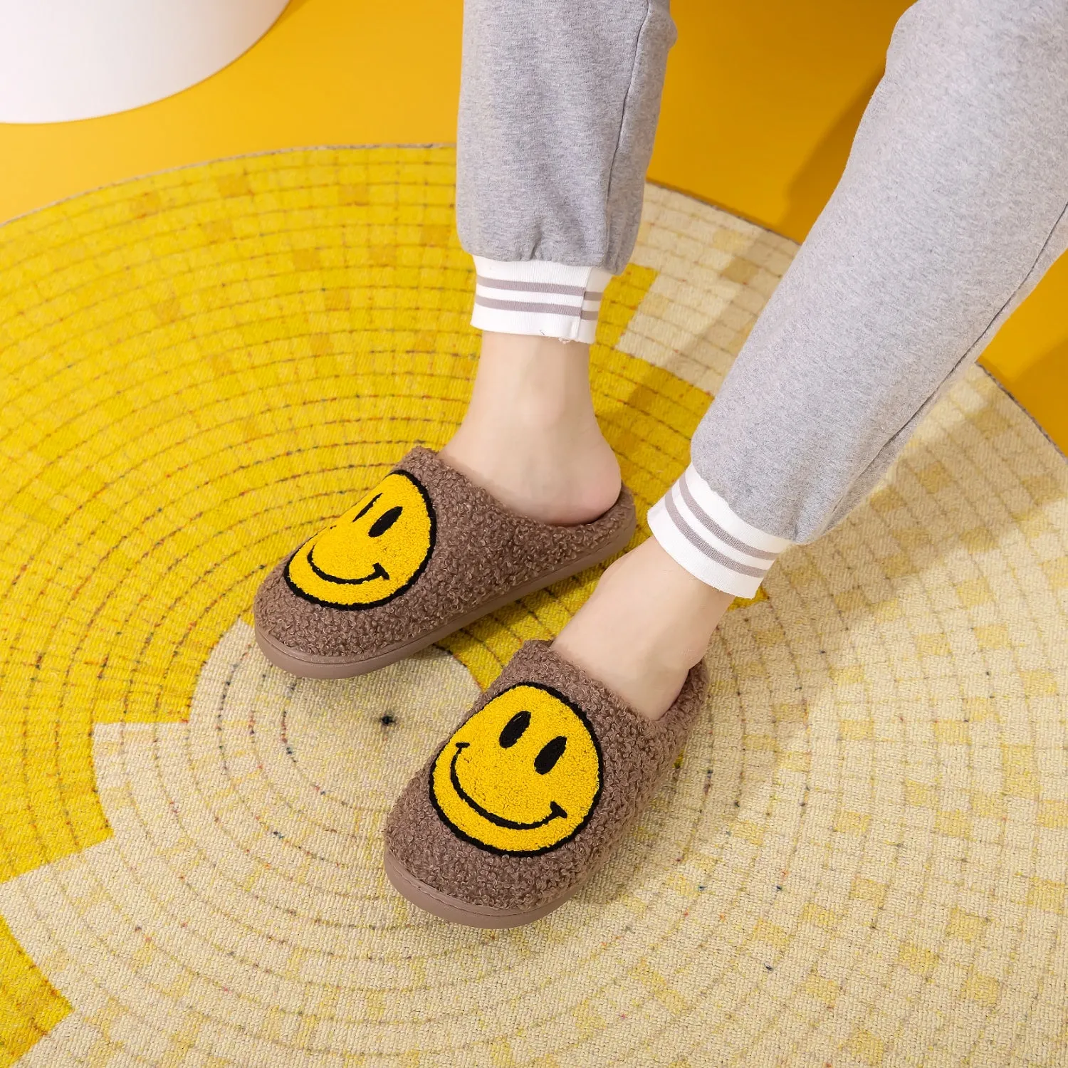 Happy Vibes Smiley Face Slippers