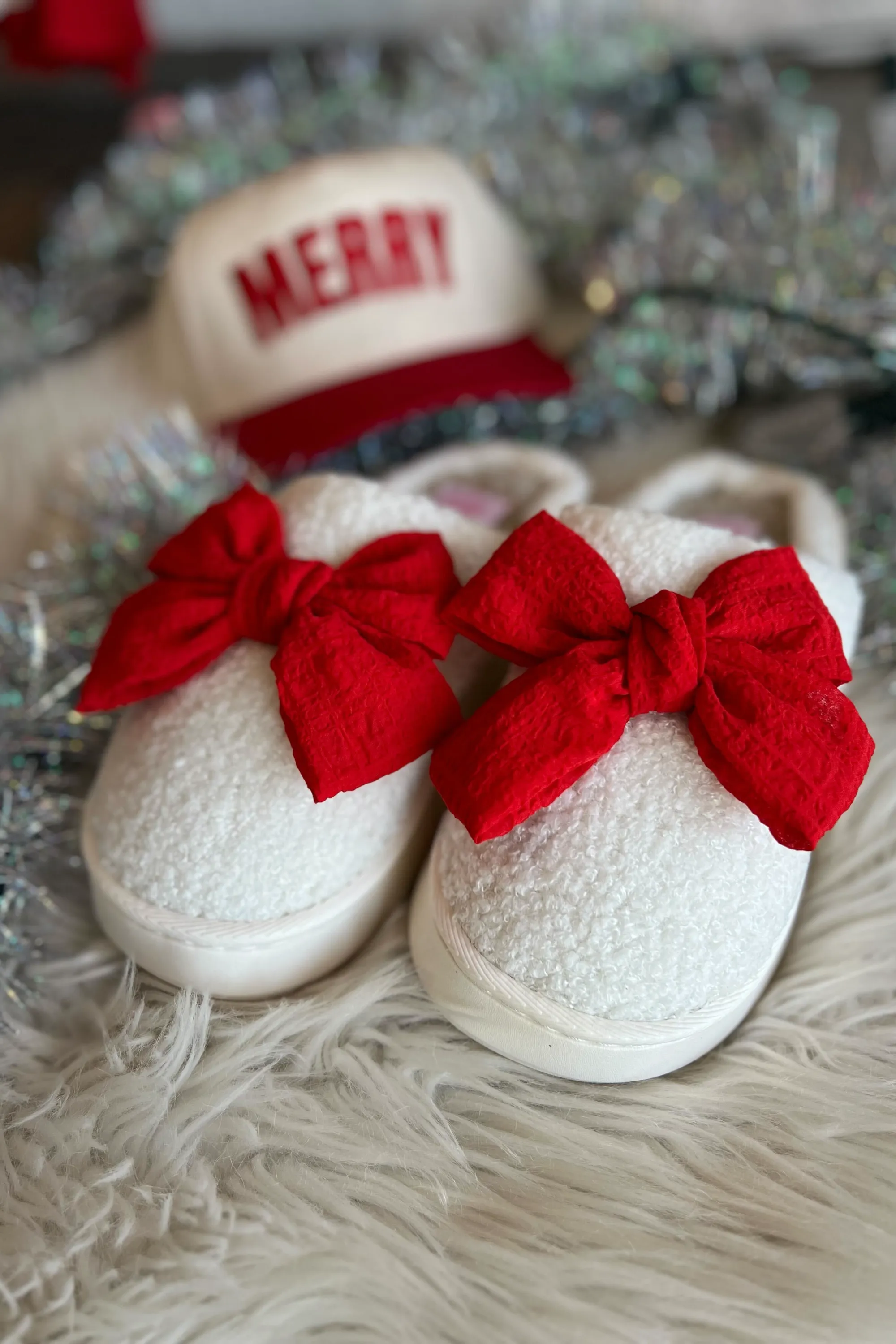 Holiday Bow Platform Slippers