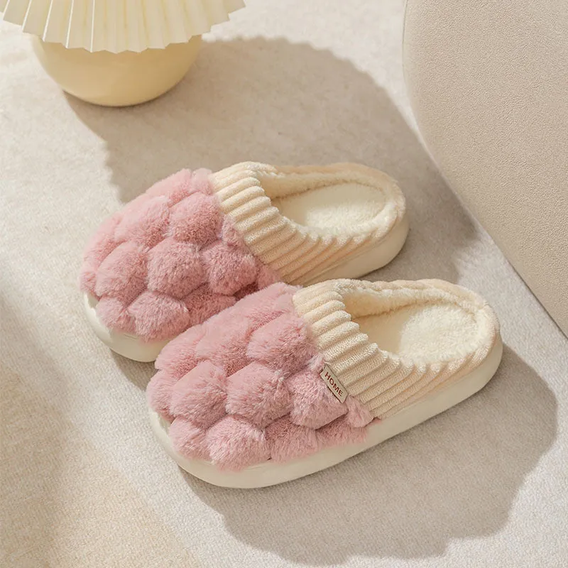 Honeycomb: Fluffy Plush Slippers | Warm Indoor Slippers