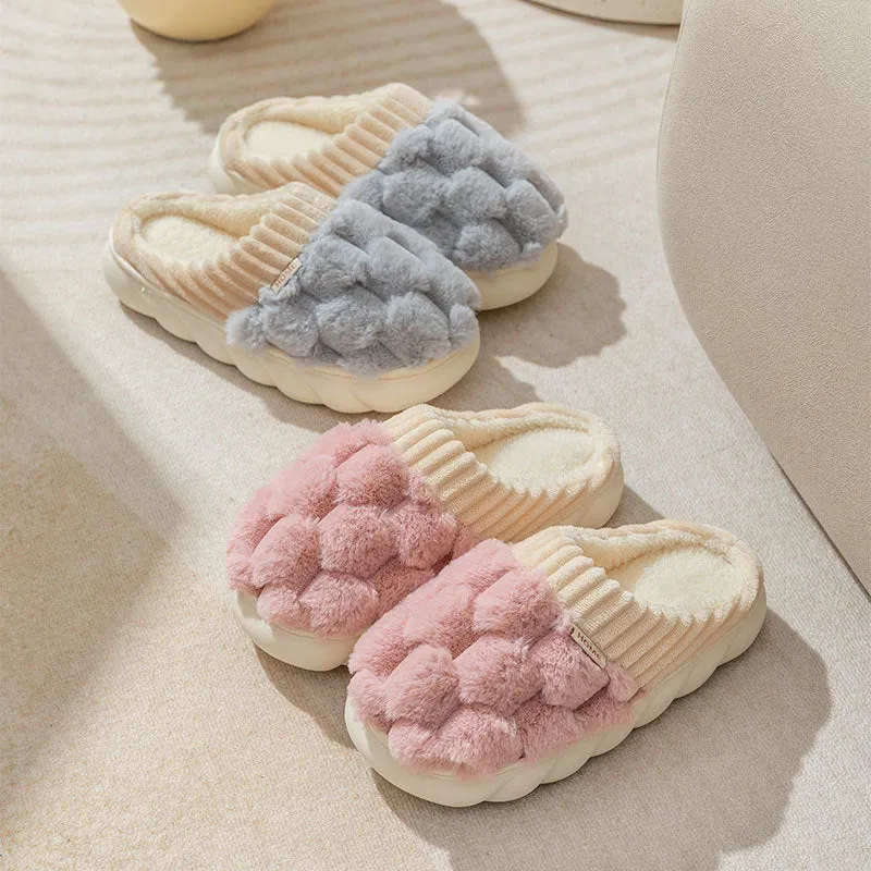 Honeycomb: Fluffy Plush Slippers | Warm Indoor Slippers