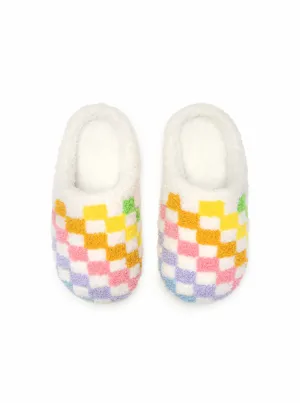 Kids Rainbow Checker Slippers