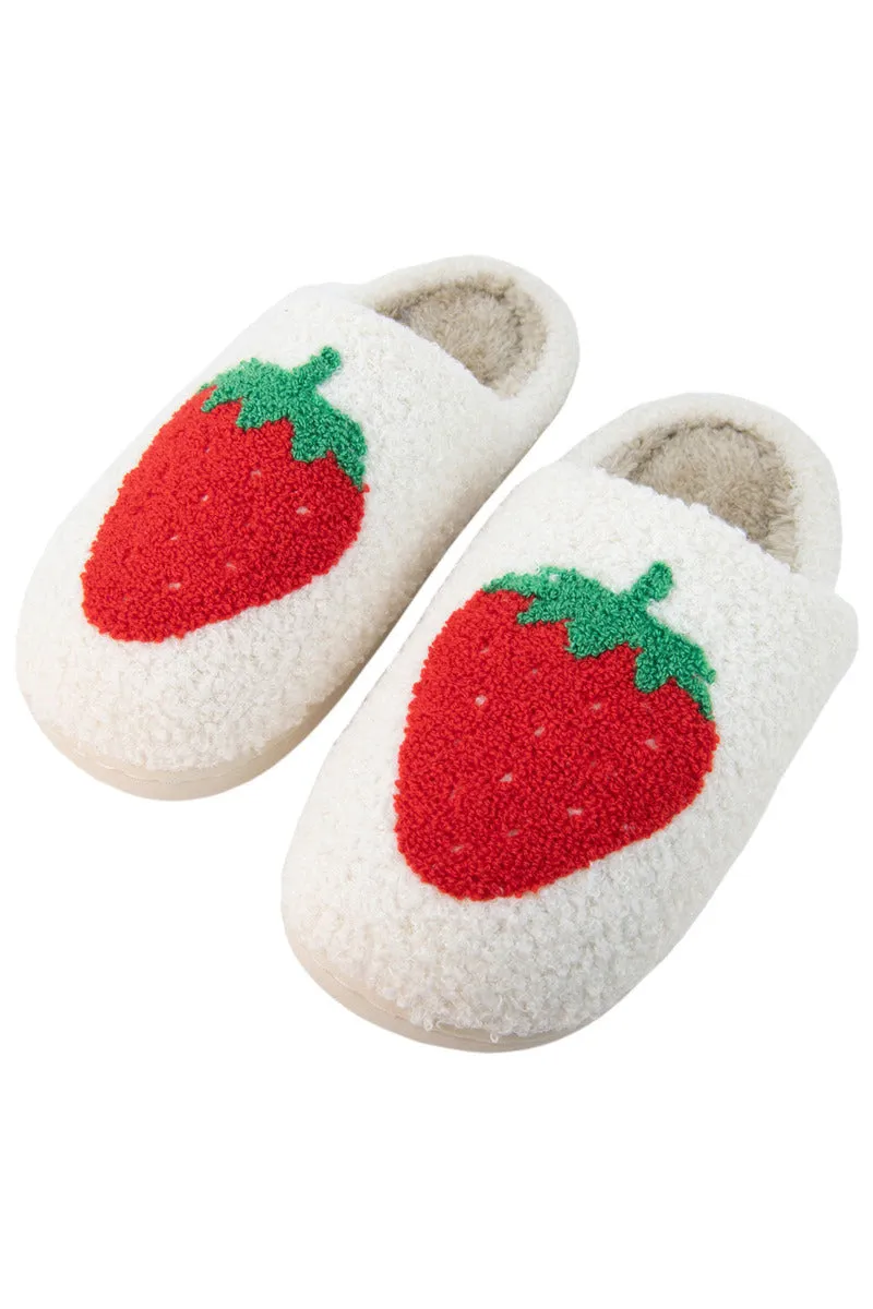 Large Strawberry Fuzzy Slippers for Women