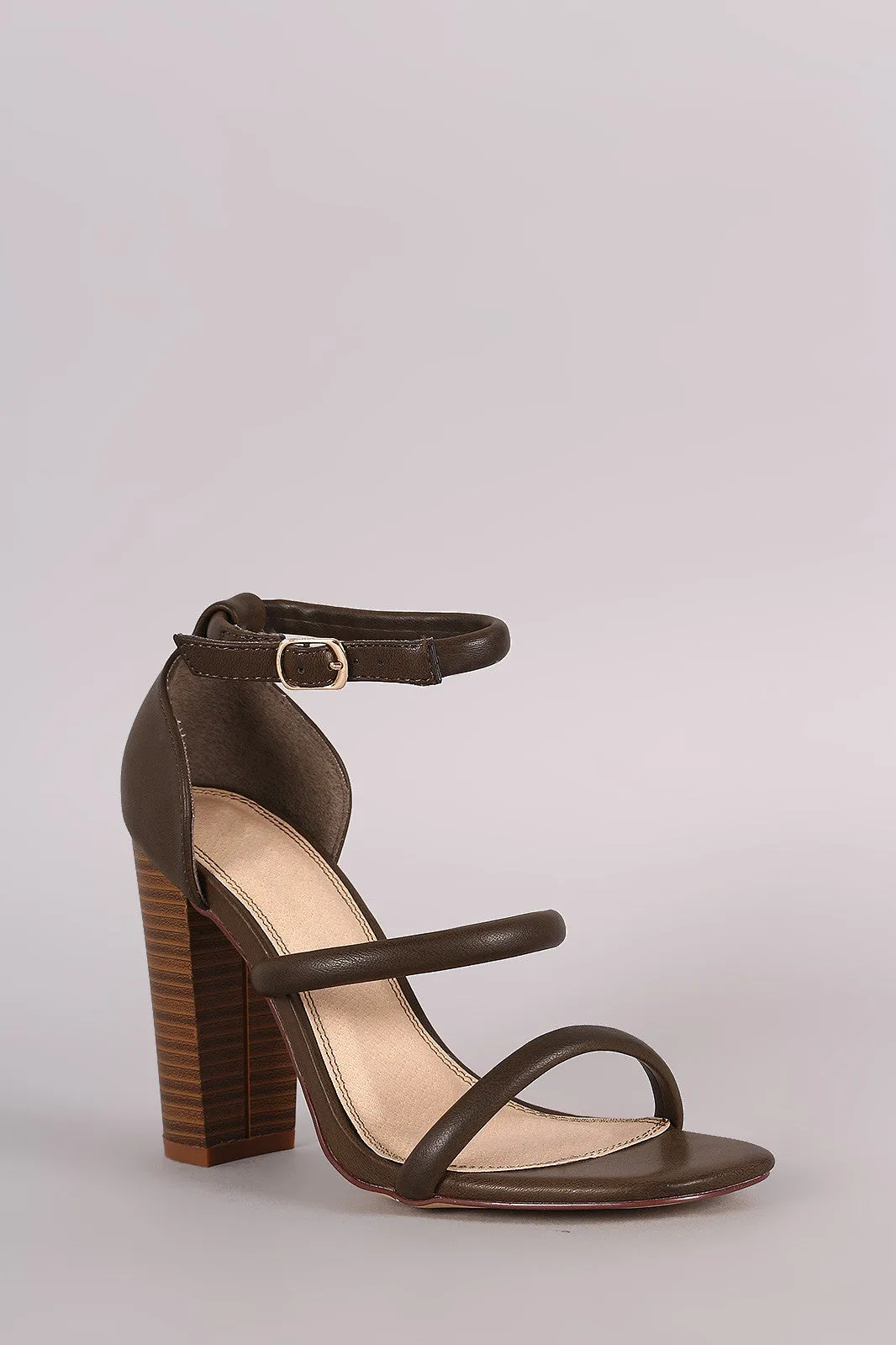 Liliana Triple Straps Open Toe Chunky Heel