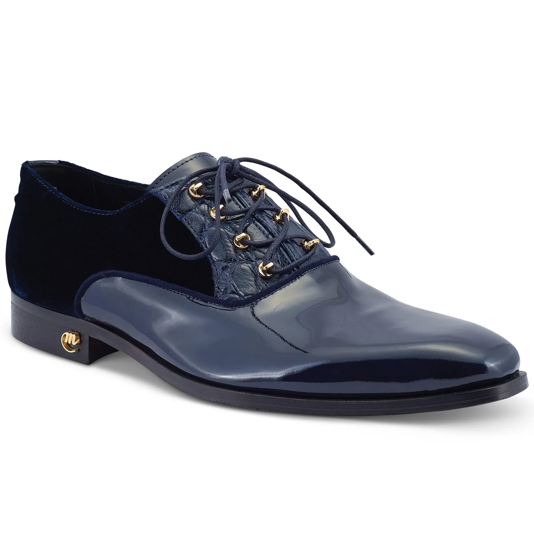 Mauri Tycoon 4993 Men's Shoes Wonder Blue Alligator/ Velvet / Patent Leather Formal / Dress Oxfords (MA5476)