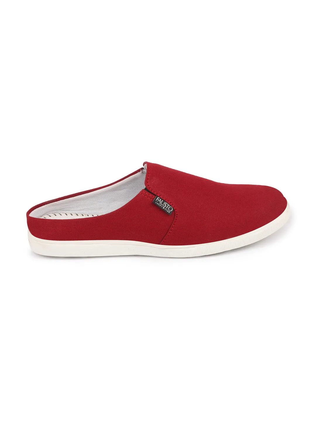 Men Cherry Casual Back Open Canvas Stylish Slip On Shoes