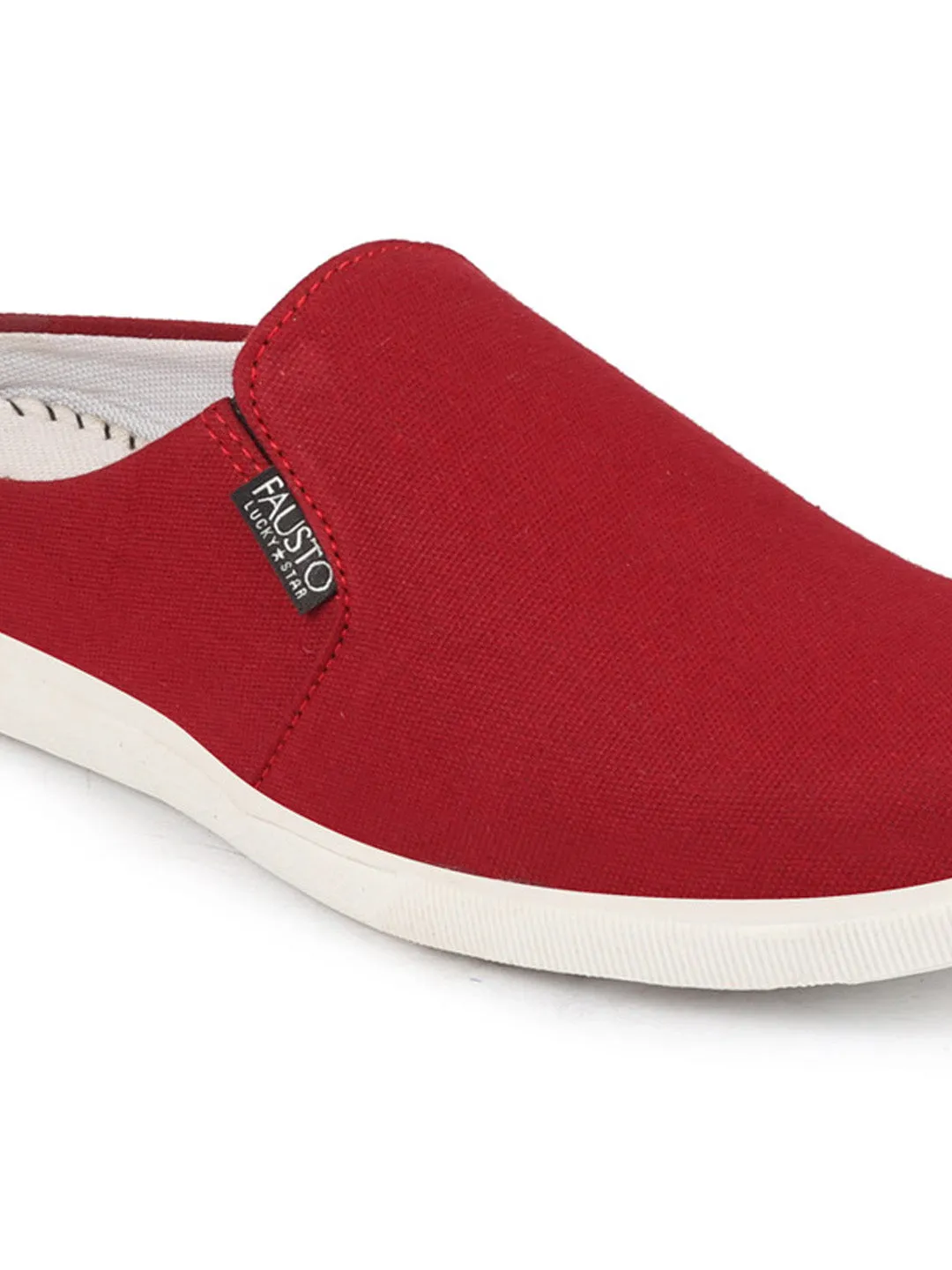 Men Cherry Casual Back Open Canvas Stylish Slip On Shoes