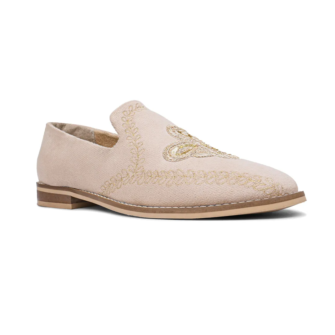 Monkstory Embroidered Slip-ons - Beige