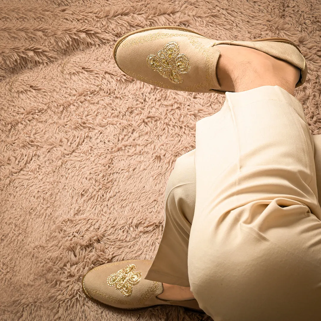 Monkstory Embroidered Slip-ons - Beige