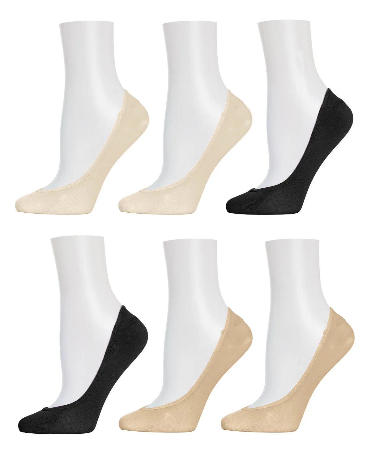 No-Show Microfiber Shoe Liners 6-Pack