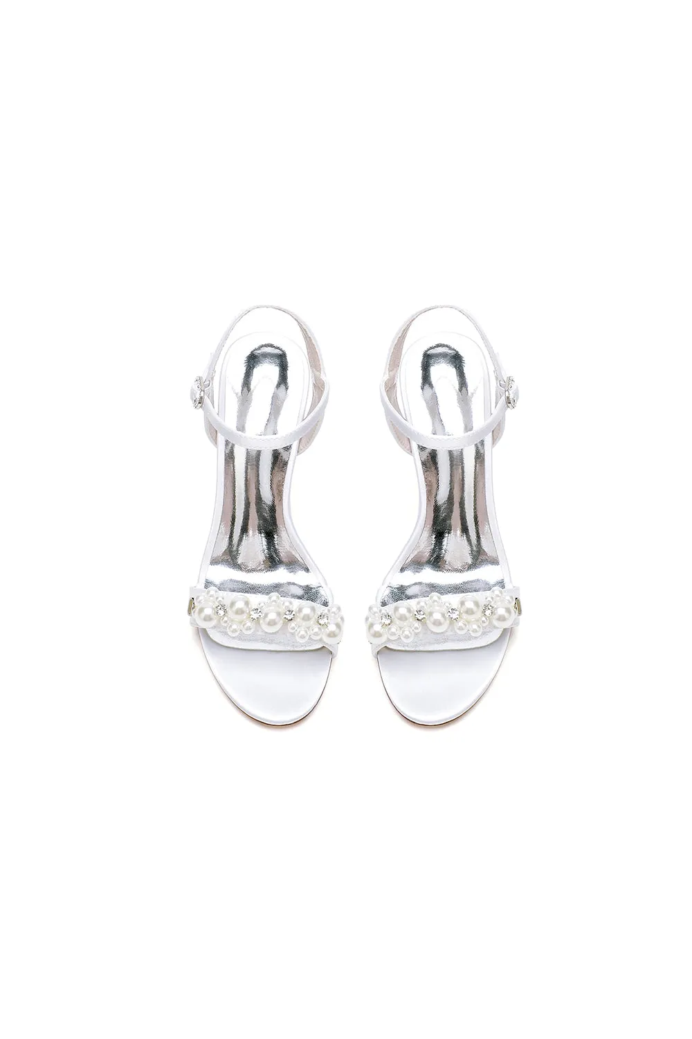 Open Toe Pearl Stiletto Heels