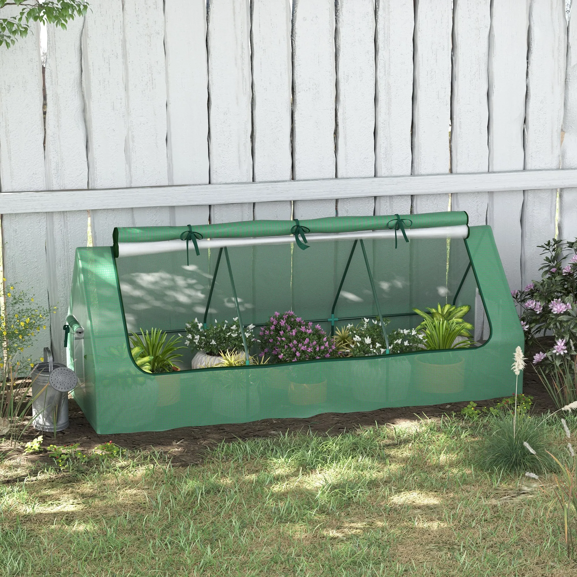 Outsunny Portable Small Polytunnel with Mesh Windows, 240x90x90cm