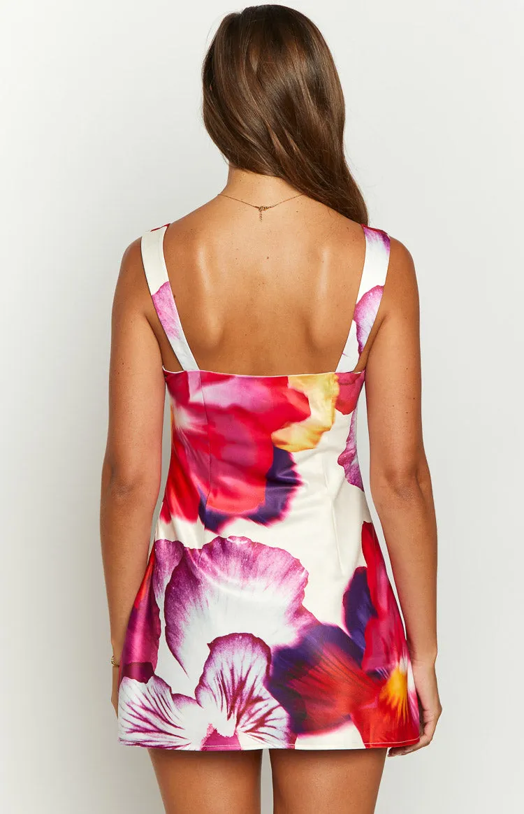 Pansy Pink Floral Sleeveless Mini Dress