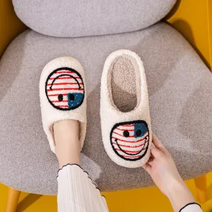 Patriotic Smiley Face Slippers