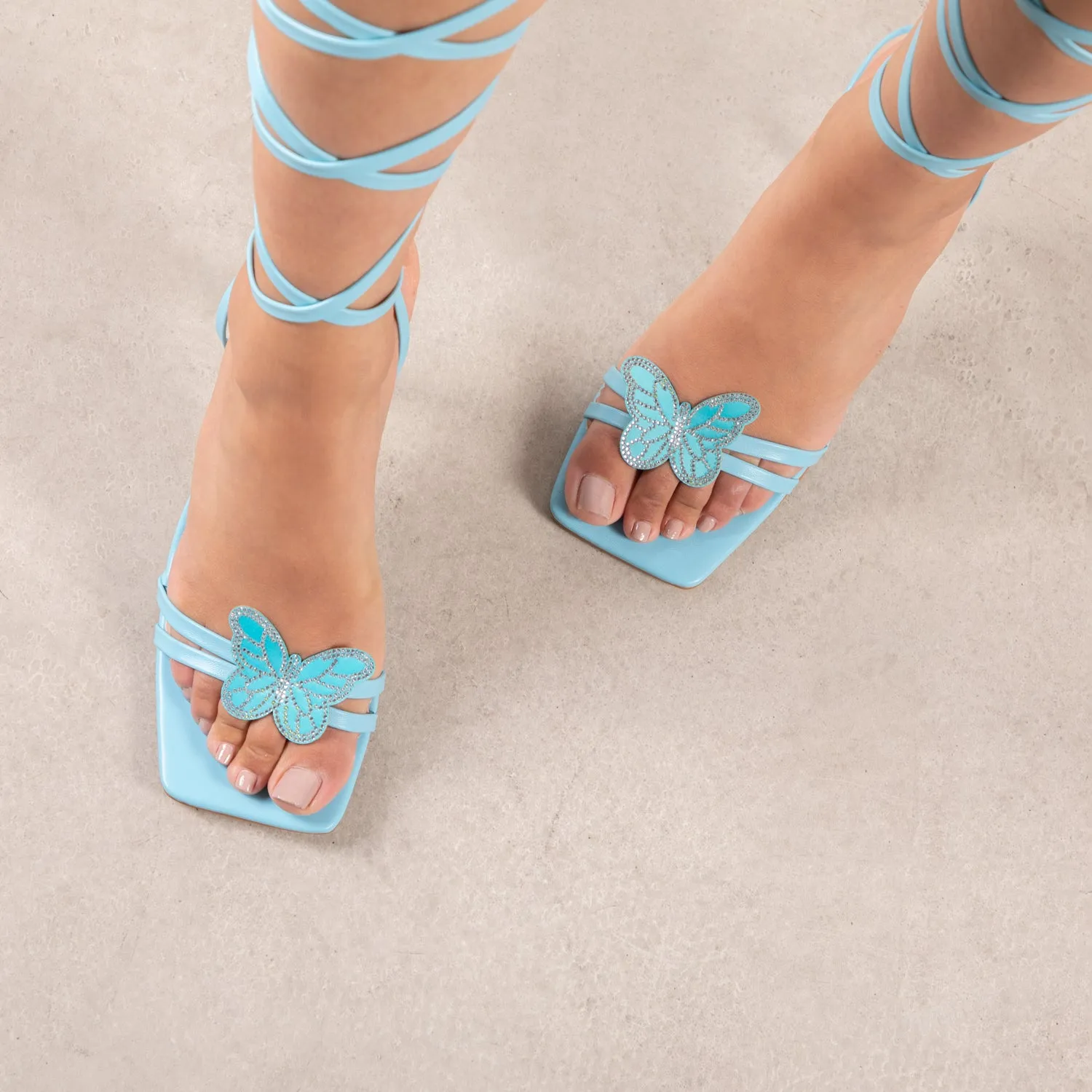 RAID Kinny Lace Up Heel in Baby Blue