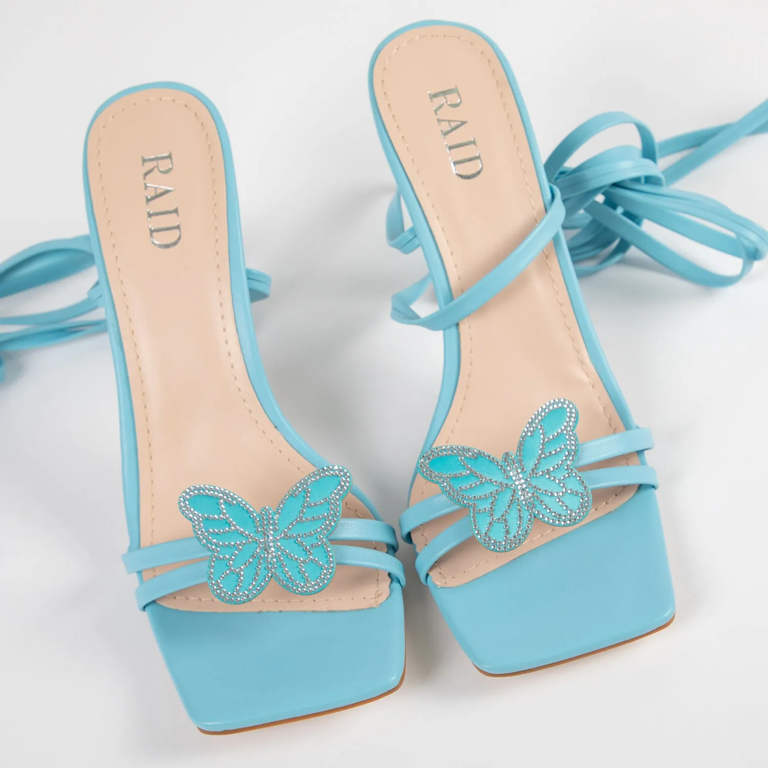 RAID Kinny Lace Up Heel in Baby Blue