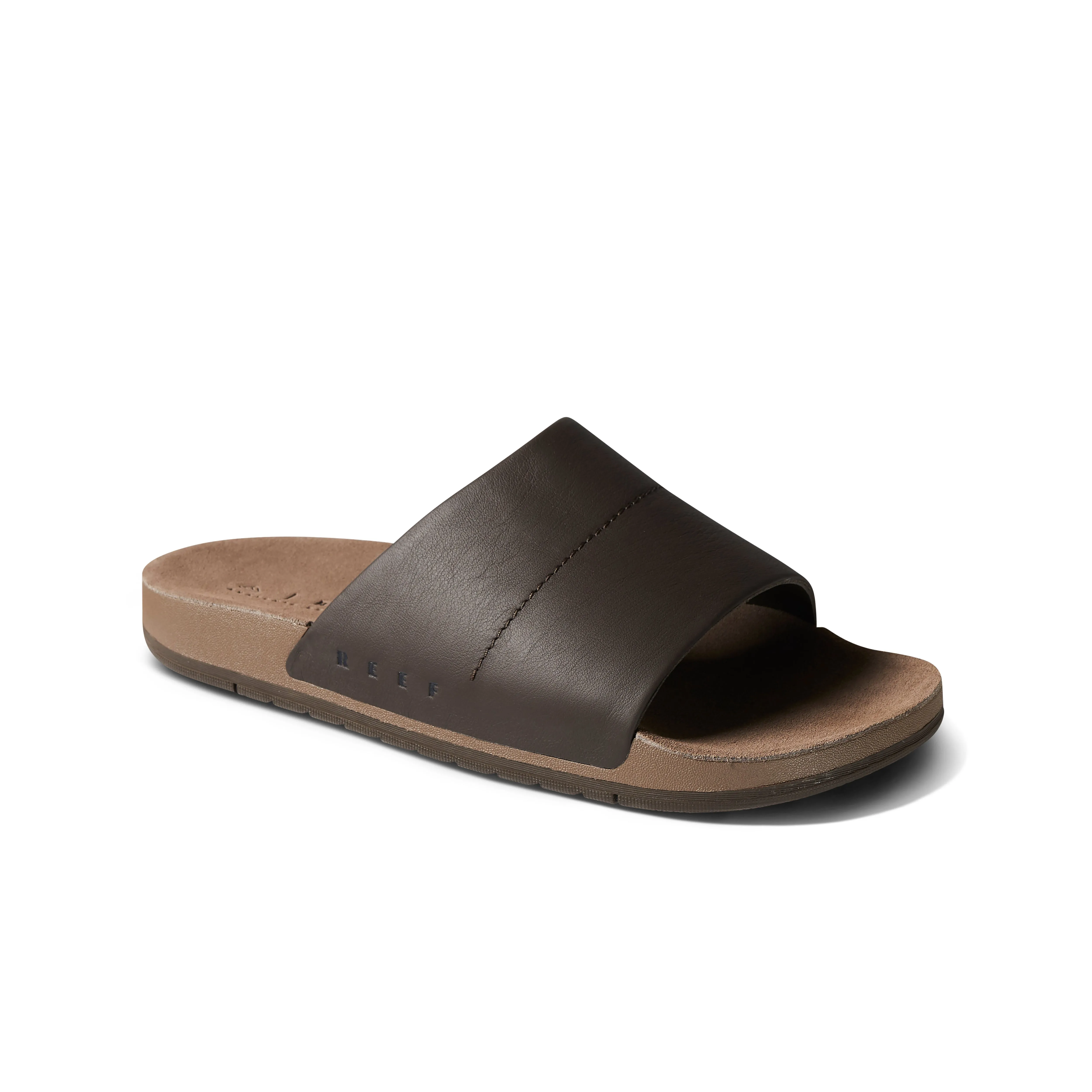 Reef Mens Sandals Ojai Slide Brown Leather