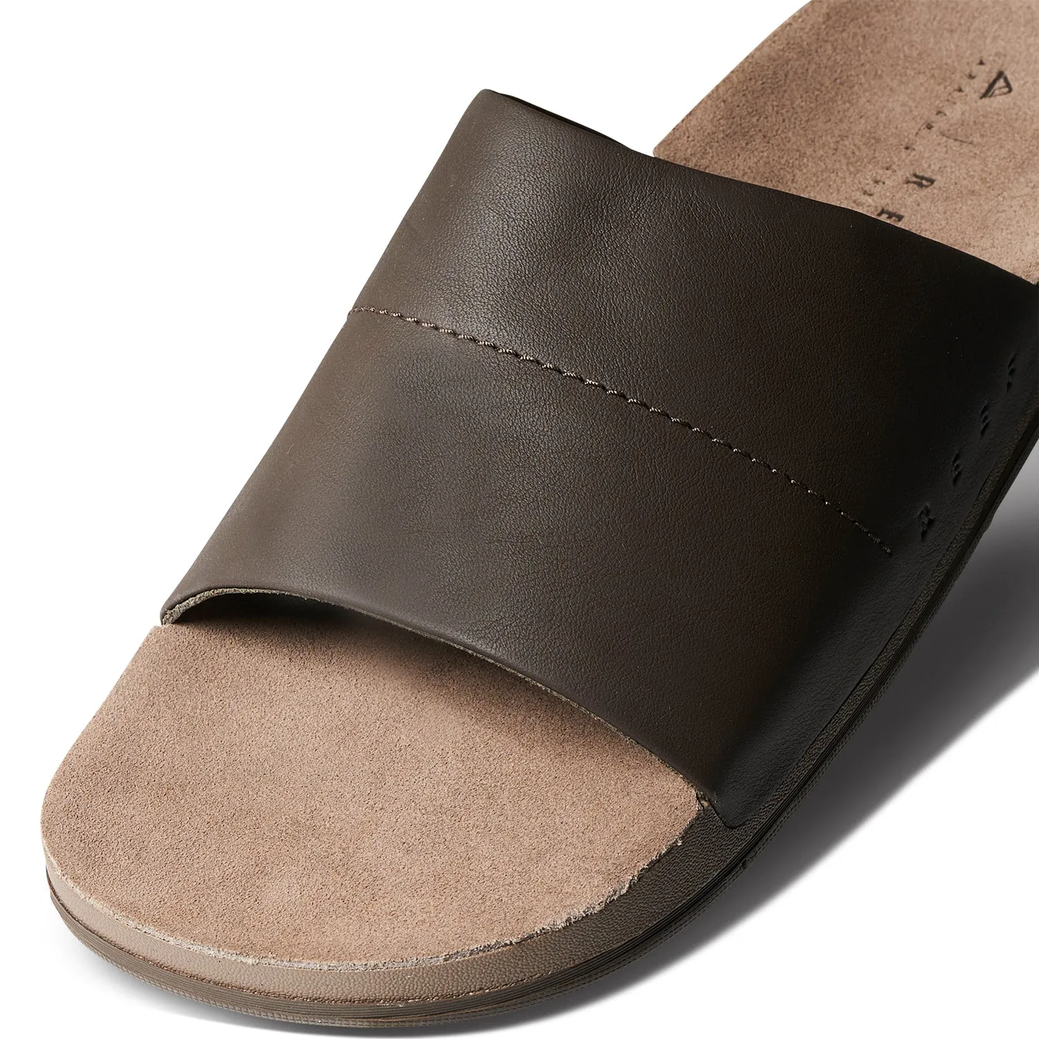 Reef Mens Sandals Ojai Slide Brown Leather