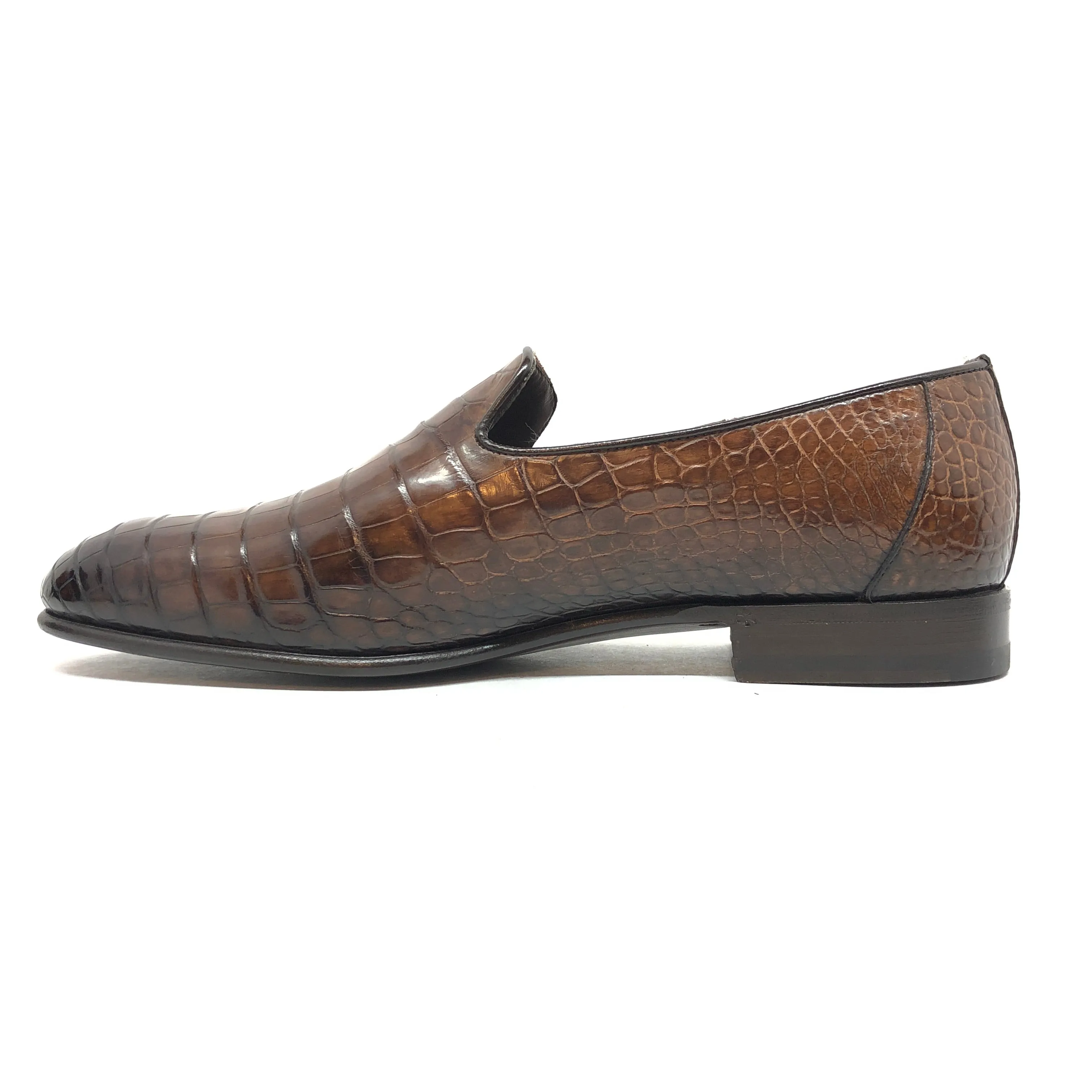 Santoni Limited Edition Brown Crocodile Leather Men's Shoes