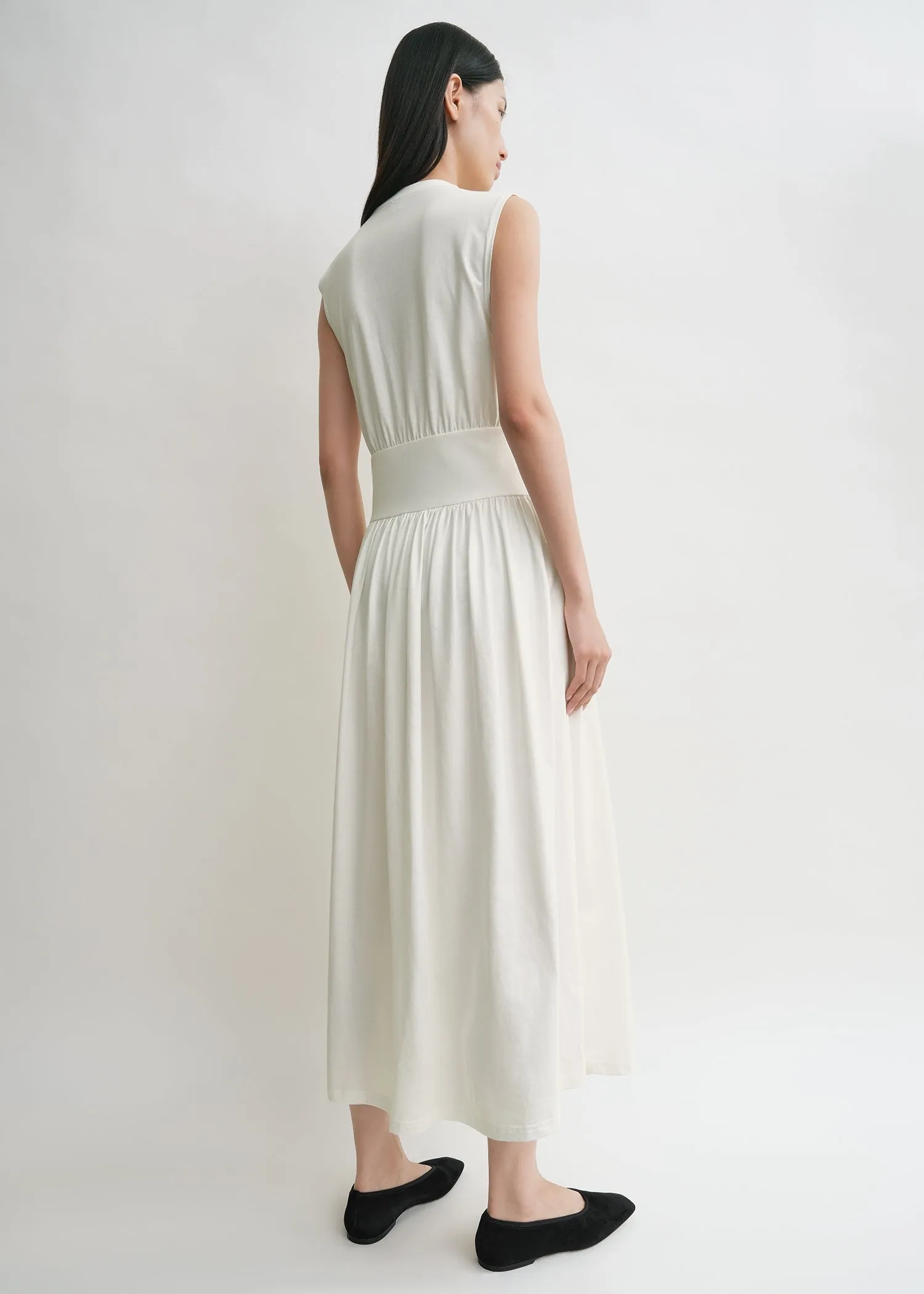 Sleeveless cotton tee dress off white