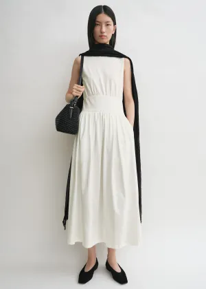 Sleeveless cotton tee dress off white