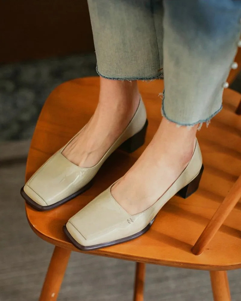 Square Toe Casual Slide Chunky Heels