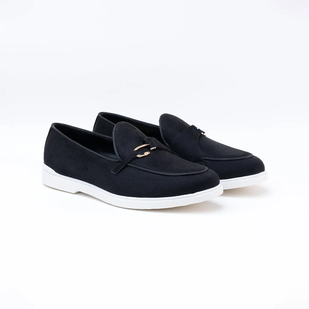 SUEDE LOAFERS WITH HOOK- BLACK