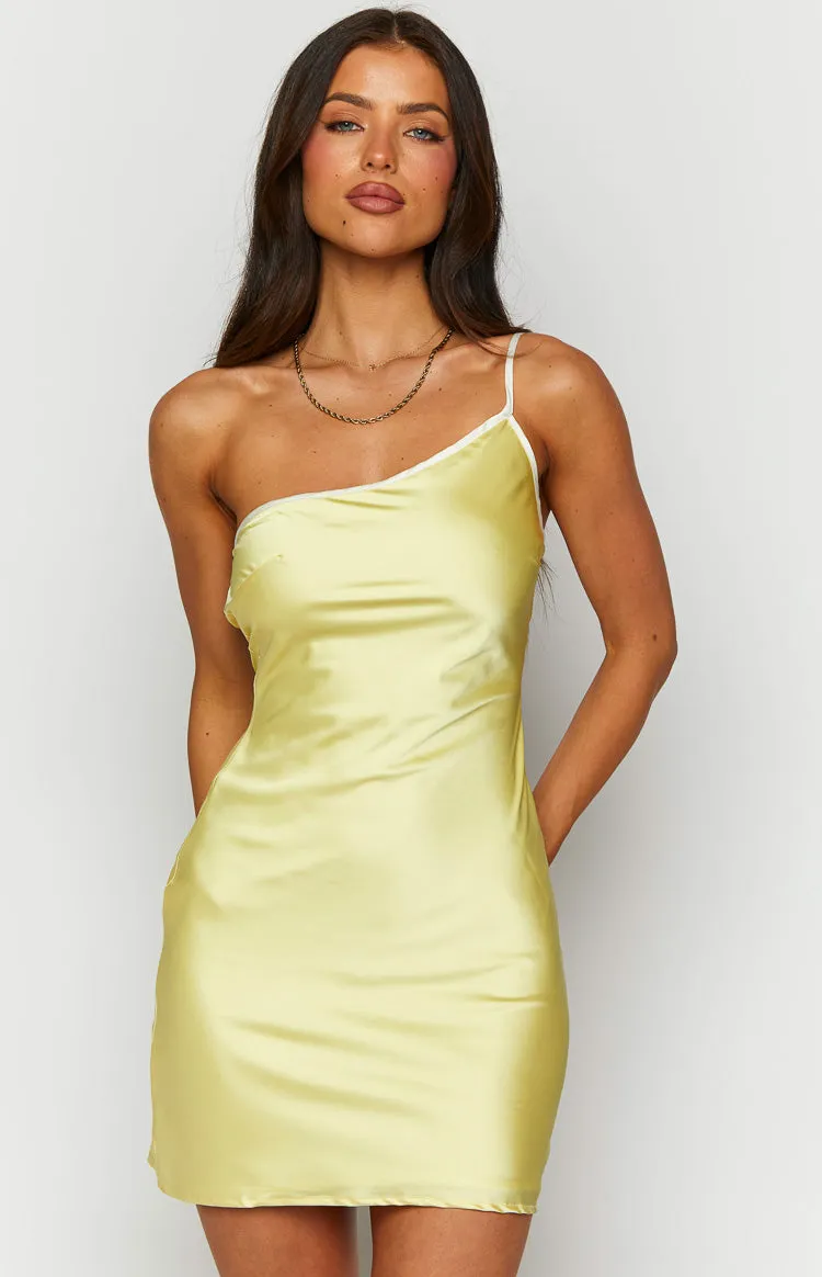 Sunny Chic Yellow Satin Mini Dress