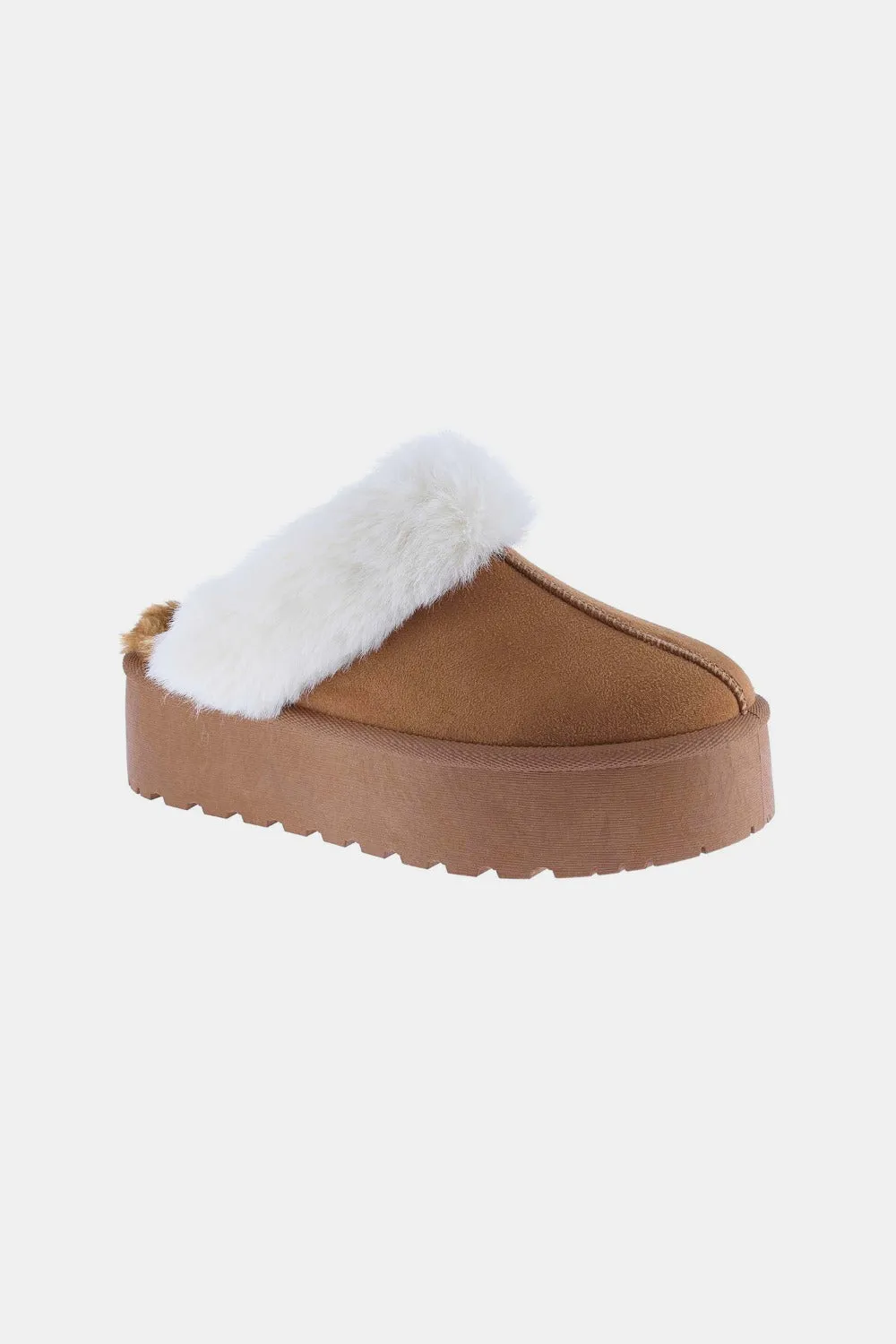 Tan Fur Trim Snow Slippers (Online Only)