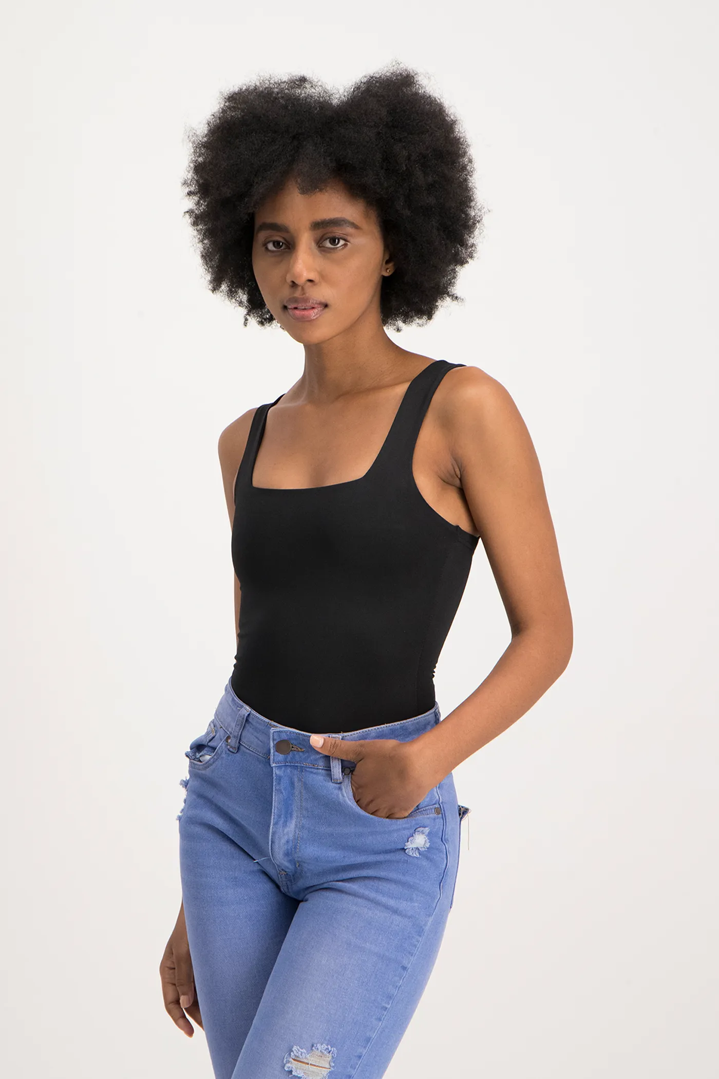 Thandi Square Neck Bodysuit - Black