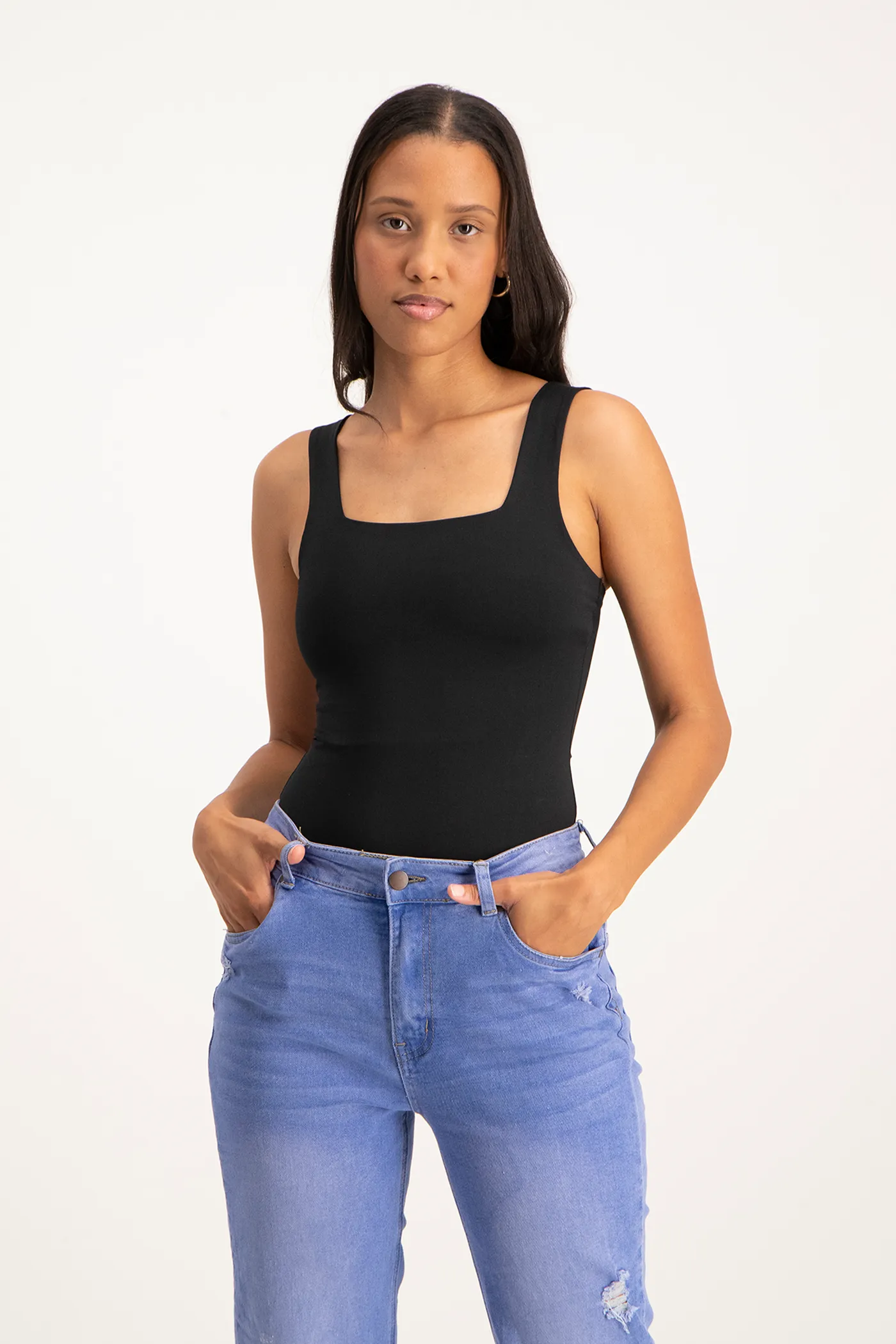 Thandi Square Neck Bodysuit - Black