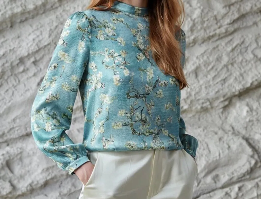 Van Gogh INSPIRED SILK FLORAL Blouse