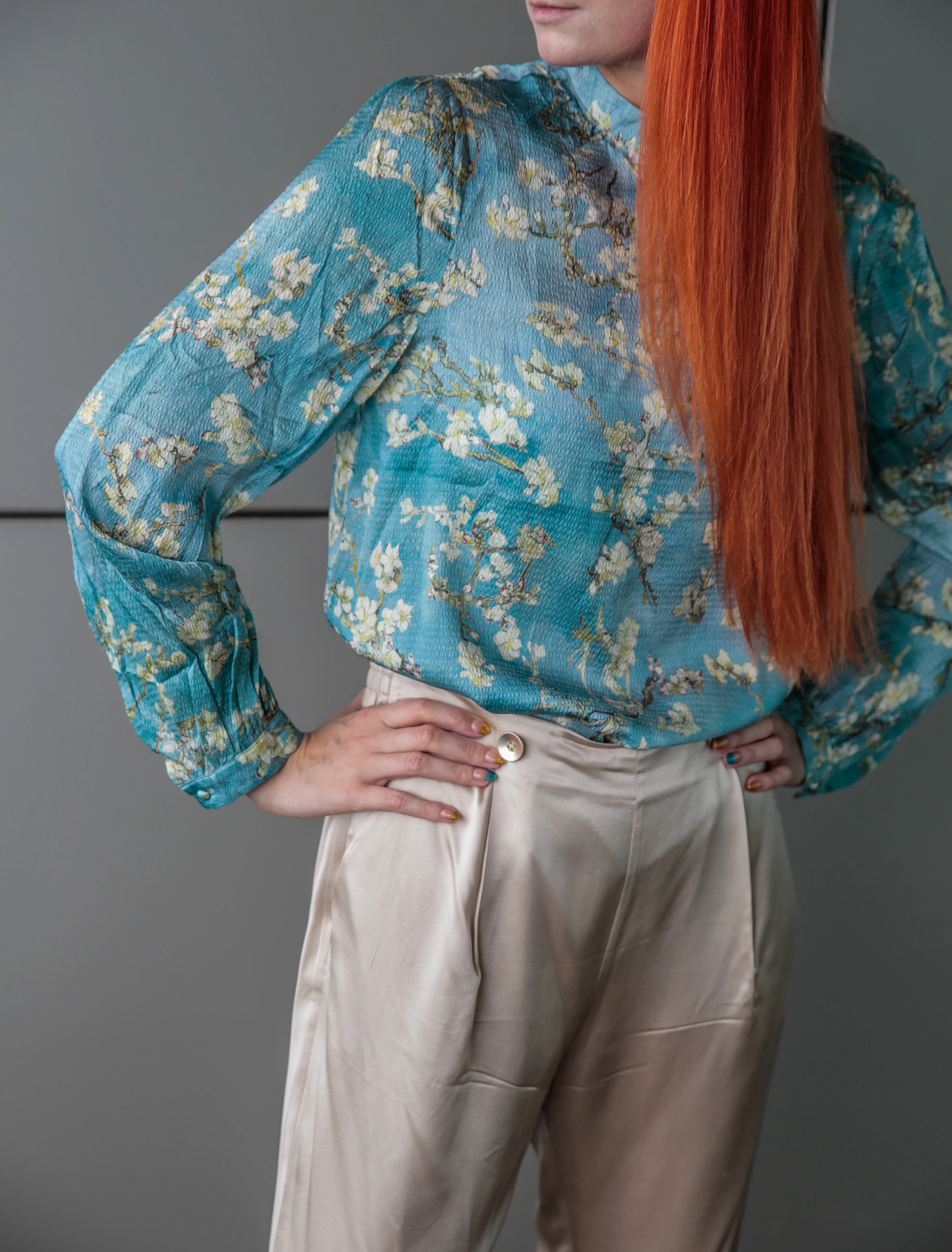 Van Gogh INSPIRED SILK FLORAL Blouse