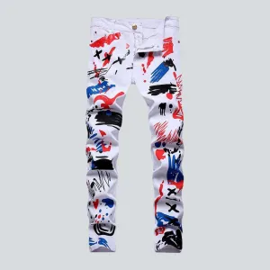 White-painted jeans for men