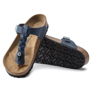 Women's Birkenstock Gizeh Braid Oiled Leather Color:  Navy