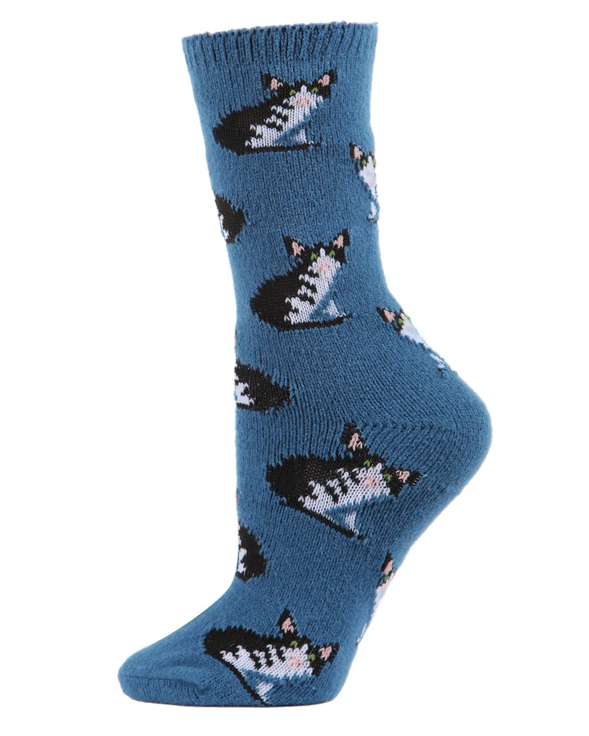 Women's Cozy Cute Black & White Kitty Cat Boot Socks