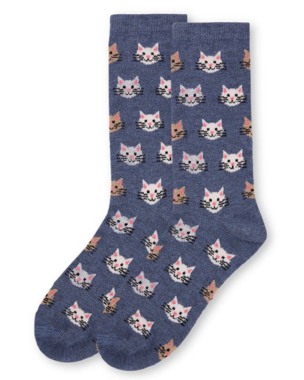 Women's Soft Cheerful Cat Face Cashmere Crew Socks