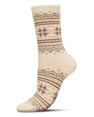 Women's Soft Fair Isle Cashmere Blend Crew Socks