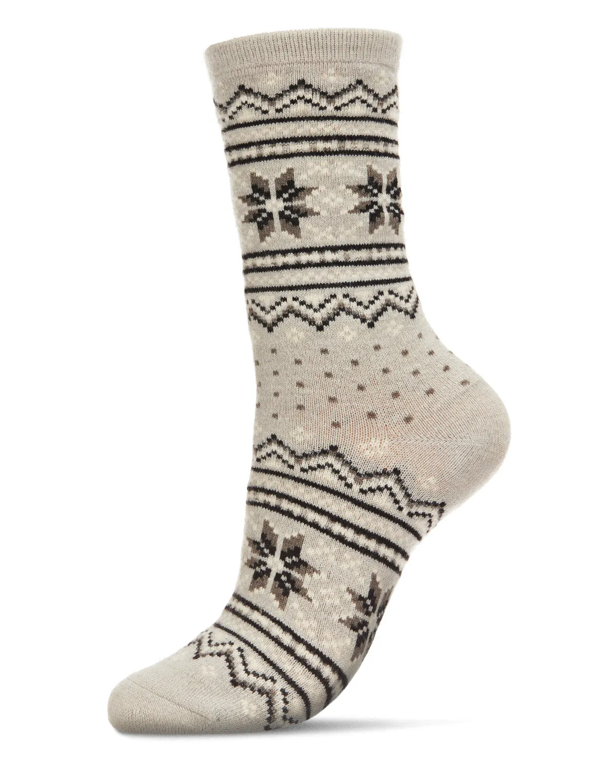 Women's Soft Fair Isle Cashmere Blend Crew Socks