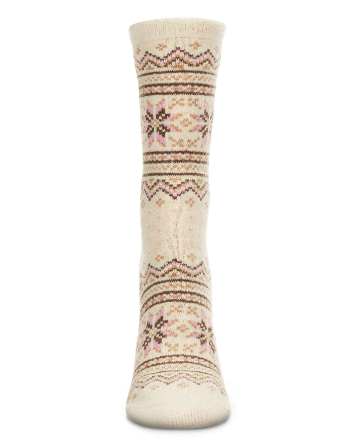 Women's Soft Fair Isle Cashmere Blend Crew Socks