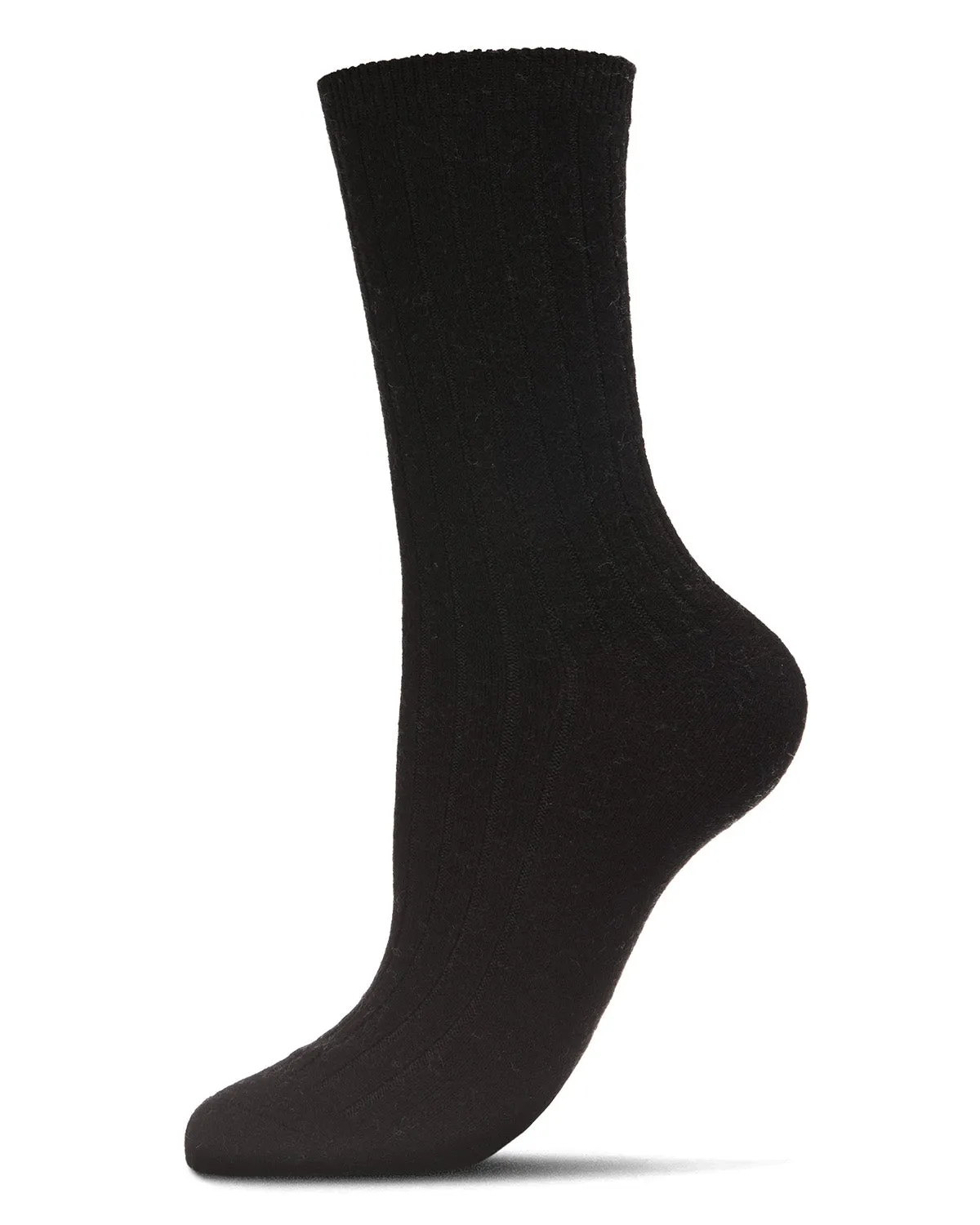 Women's Soft Solid Luxe Ribbed Cashmere Blend Crew Socks