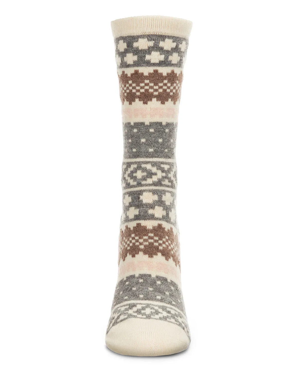 Women's Winter Fair Isle Cashmere Blend Crew Socks