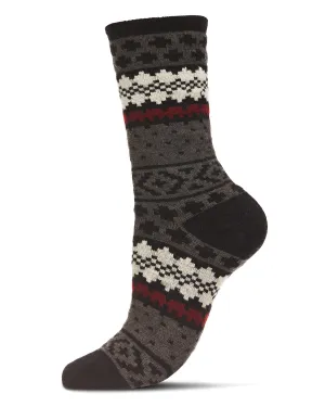 Women's Winter Fair Isle Cashmere Blend Crew Socks