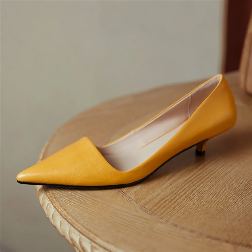 Xyla Handmade Pointy Toe Kitten Heels