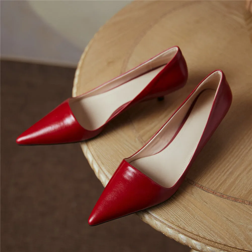 Xyla Handmade Pointy Toe Kitten Heels