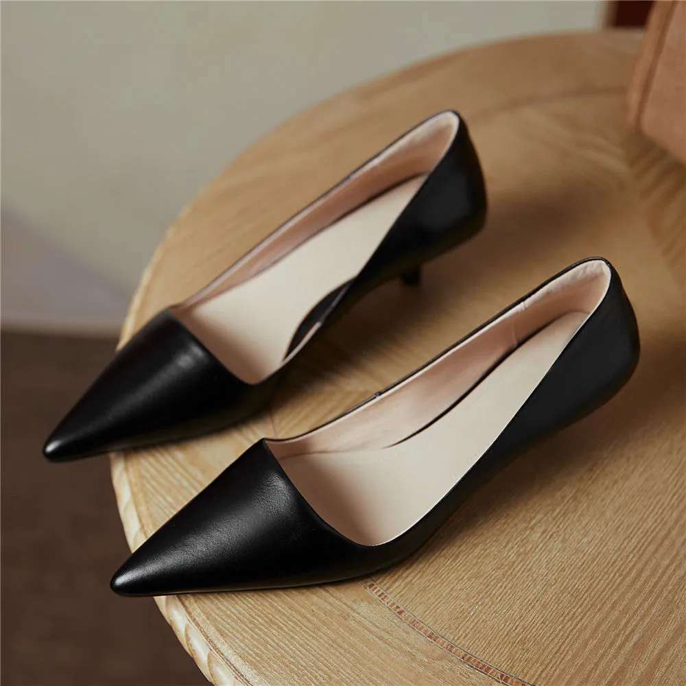 Xyla Handmade Pointy Toe Kitten Heels