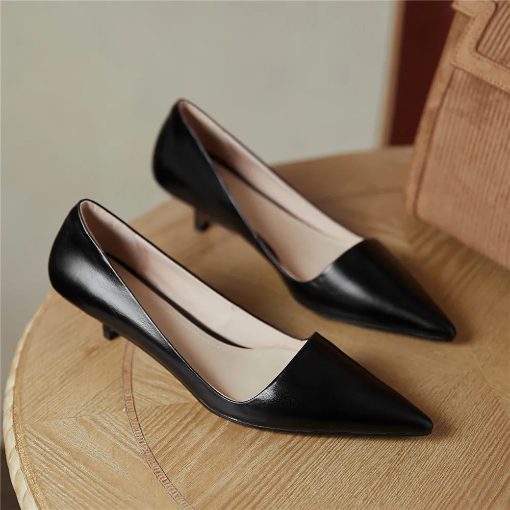 Xyla Handmade Pointy Toe Kitten Heels